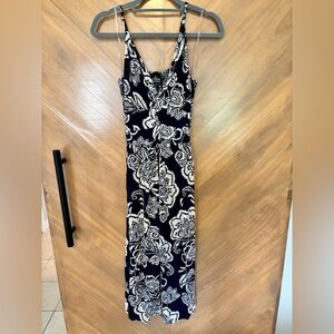 Angie Navy and Cream Floral Maxi Dress